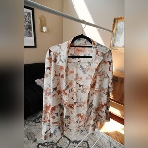 Chic Abstract Print Oversized Top